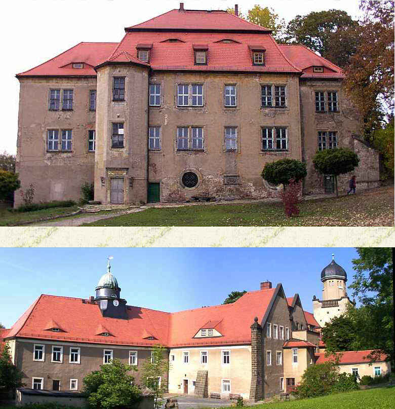 Oben: Altes Schloss Struppen Unten: Neues Schloss Struppen